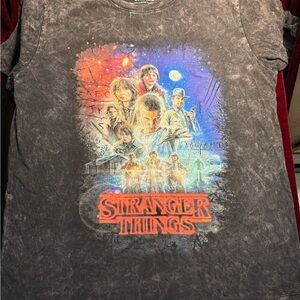 Netflix Stranger Things Black Tee with Multicolor Speckle